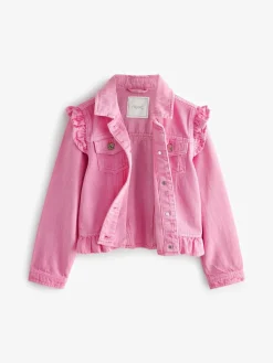 Sale Next Frill Shoulder Denim Jacket (3-16yrs) Bright Pink