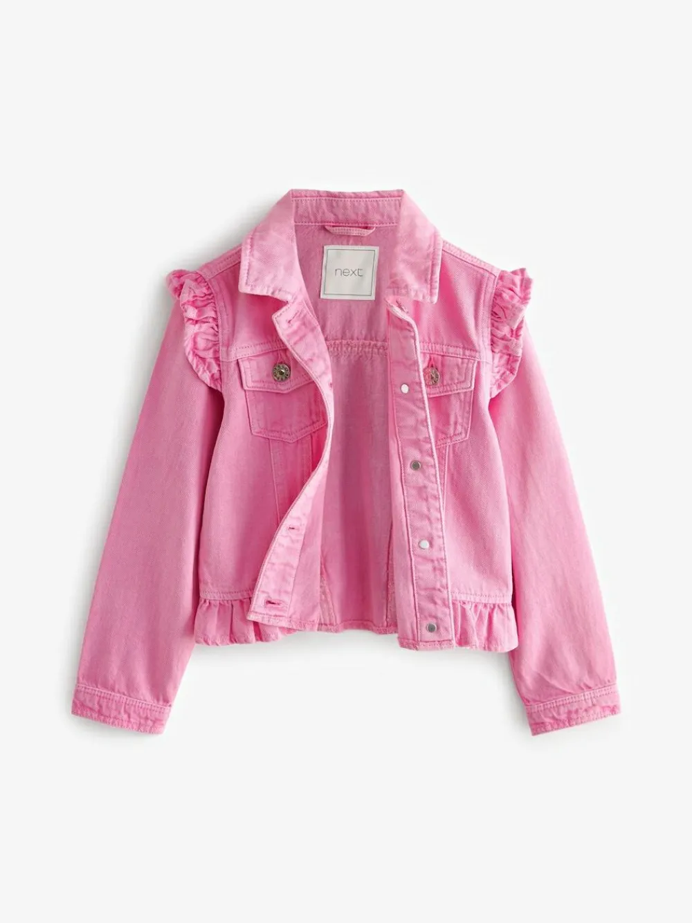 Sale Next Frill Shoulder Denim Jacket (3-16yrs) Bright Pink