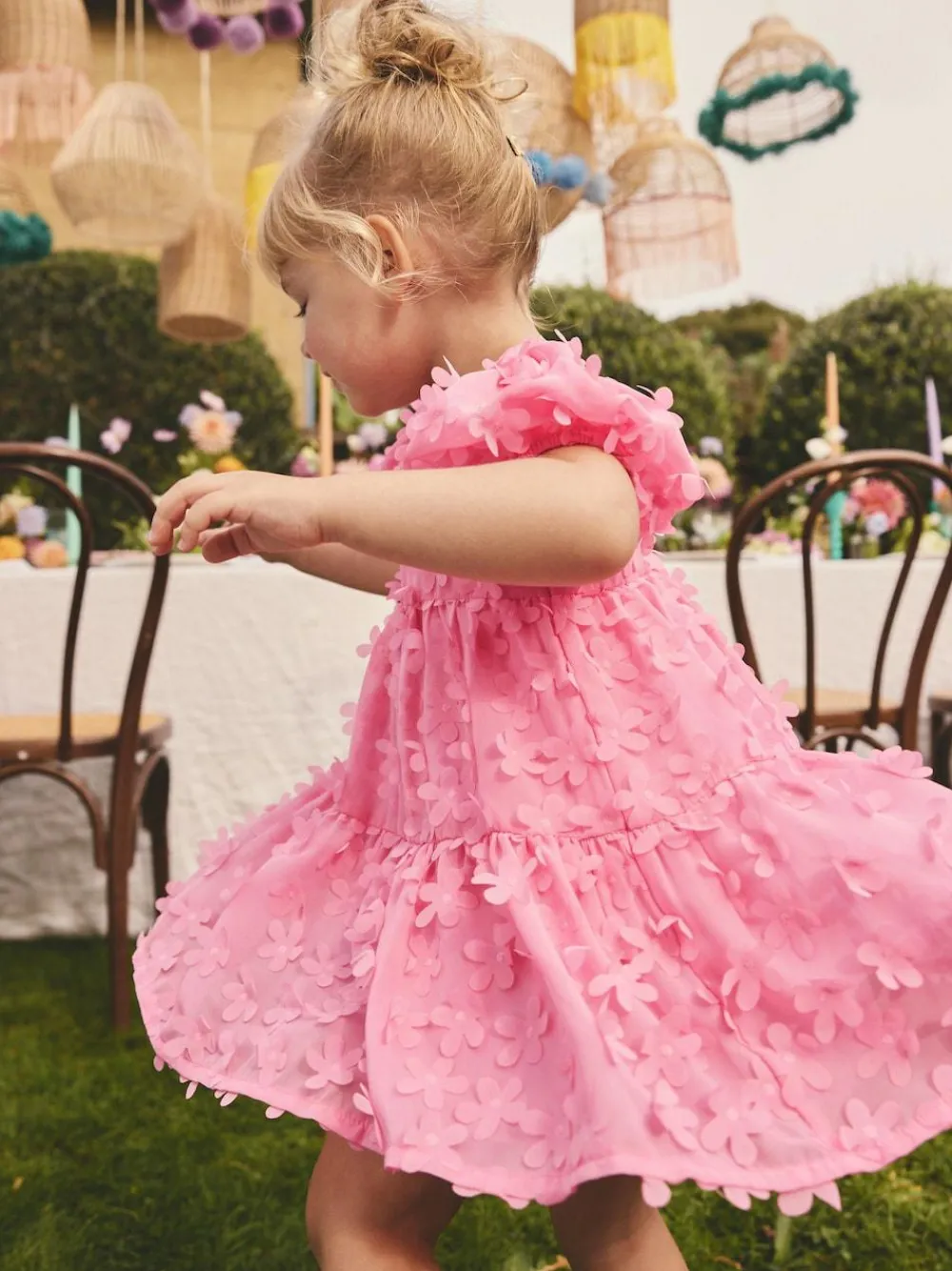 Next Short Sleeve 3D Flowers Dress (3mths-8yrs)^ Dresses|Occasionwear