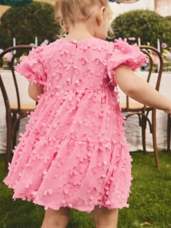 Next Short Sleeve 3D Flowers Dress (3mths-8yrs)^ Dresses|Occasionwear