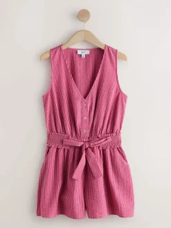 Next Bright Pink/Red Belted Summer Playsuit^Women Jumpsuits & Playsuits