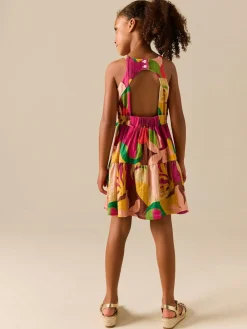 Best Next Bright Print Strappy Crinkle Summer Dress (3-16yrs)