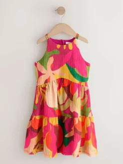 Best Next Bright Print Strappy Crinkle Summer Dress (3-16yrs)