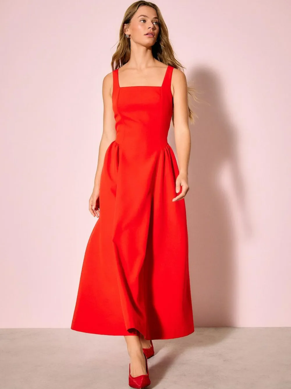 Outlet Next Occasion Cinched Waist Maxi Dress Bright Red