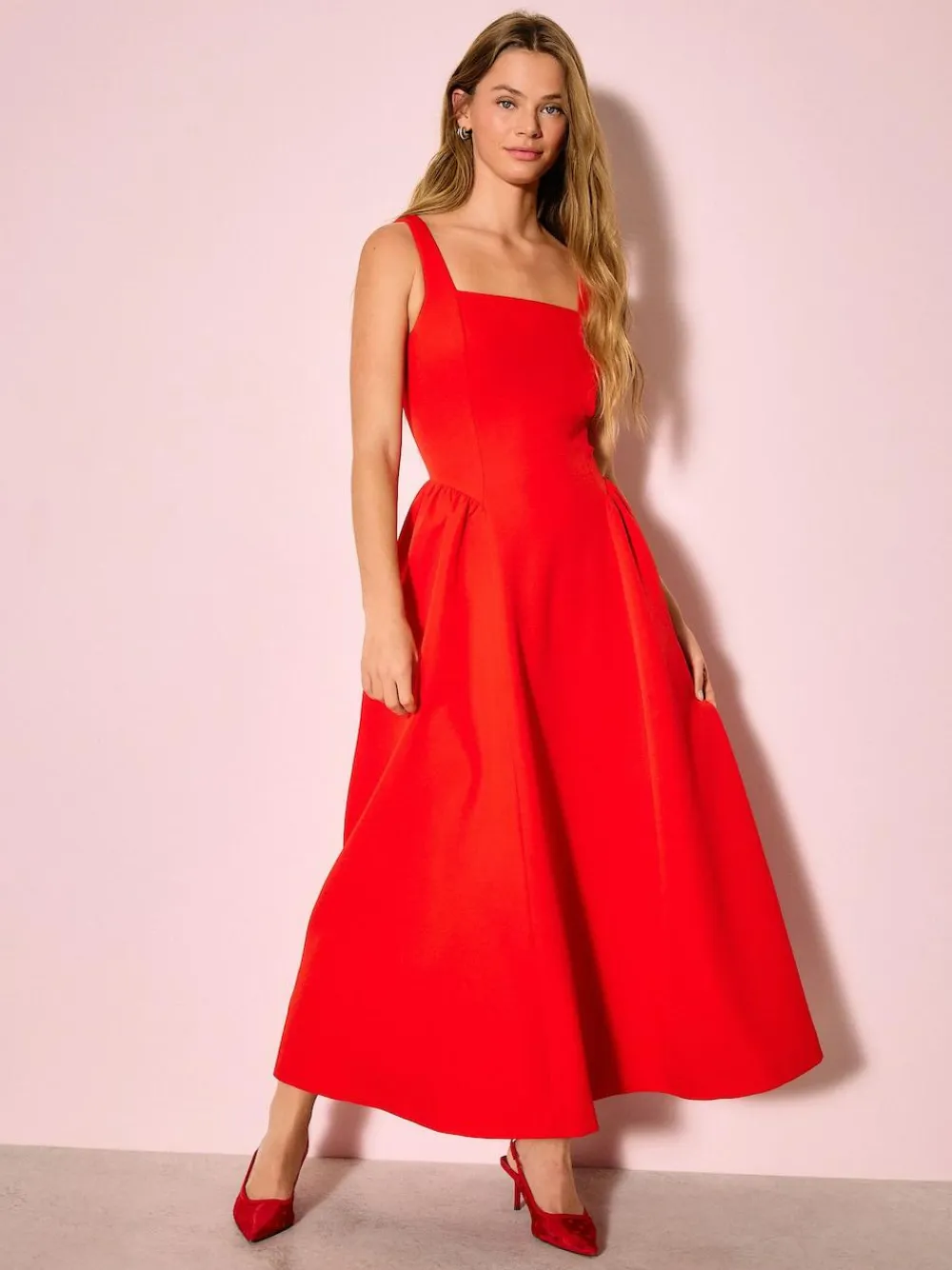 Outlet Next Occasion Cinched Waist Maxi Dress Bright Red