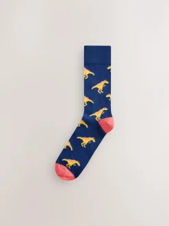 Next Bright Red/Blue/Orange Dinosaur Pattern Socks 8 Pack^ Socks|Socks