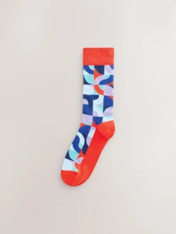Next Bright Red/Green Geo Pattern Socks 8 Pack^ Socks|Socks
