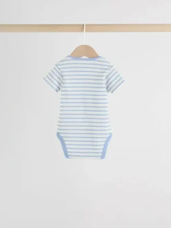 Next Bright Stripe Short Sleeve Baby Bodysuits 5 Pack^BOY Multipacks|Bodysuits & Vests