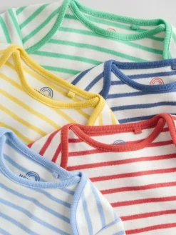 Next Bright Stripe Short Sleeve Baby Bodysuits 5 Pack^BOY Multipacks|Bodysuits & Vests