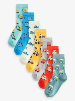 Hot Next Bright Vehicle Cotton Rich Socks 7 Pack