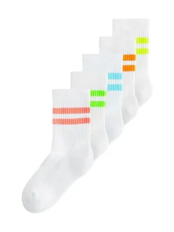 Next Bright Yellow/Green/Blue Cushioned Footbed Cotton Rich Ribbed Tipped Socks 5 Pack^BOY Socks