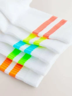 Next Bright Yellow/Green/Blue Cushioned Footbed Cotton Rich Ribbed Tipped Socks 5 Pack^BOY Socks