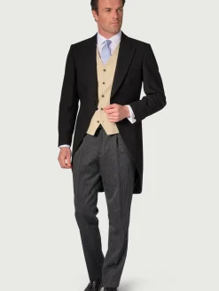 Best Brook Taverner Black Regular Fit Pure New Wool Morning Suit Tailcoat