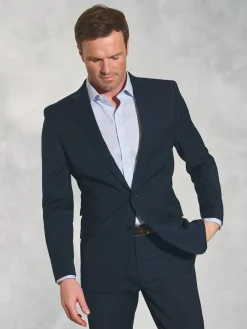 Discount Brook Taverner Tailored Fit Wool Mix Washable Suit Jacket Blue Dark