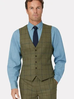 Hot Brook Taverner Green Check Wool Suit Waistcoat