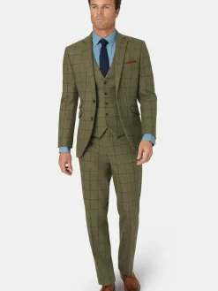 Brook Taverner Check Wool Suit Jacket Green