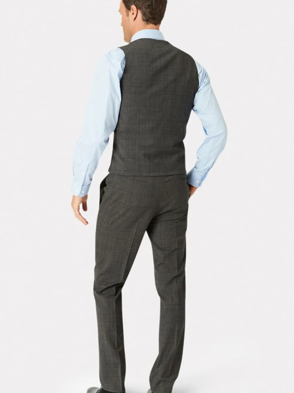 Outlet Brook Taverner Check Washable Waistcoat Grey