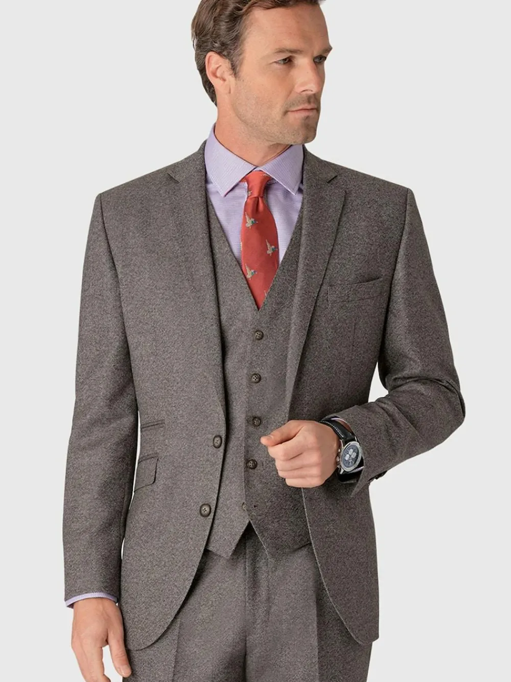 Clearance Brook Taverner Donegal Wool Suit Jacket Grey
