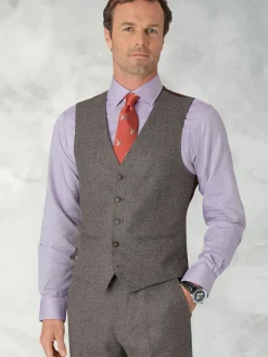 Discount Brook Taverner Donegal Wool Suit Waistcoat Grey