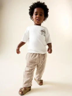 Next Brown & Ecru Stripe Lightweight Joggers (3mths-7yrs)^BOY Pants & Leggings|Jeans & Joggers