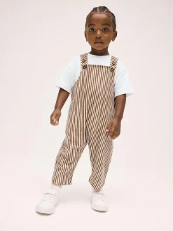 Next Brown and Off White Stripe Dungarees and T-Shirt Set (3mths-7yrs)^BOY Sets & Outfits|Sweatshirts & Hoodies
