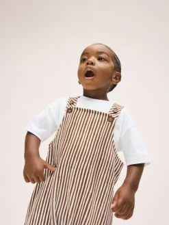 Next Brown and Off White Stripe Dungarees and T-Shirt Set (3mths-7yrs)^BOY Sets & Outfits|Sweatshirts & Hoodies