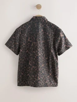 Next Brown Animal Print Short Sleeve Printed Shirt (3-16yrs)^BOY Shirts
