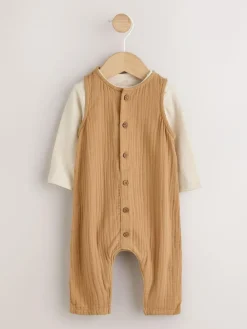 Online Next Baby Dungarees and Bodysuit Set (0mths-2yrs) Brown