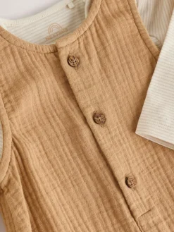 Online Next Baby Dungarees and Bodysuit Set (0mths-2yrs) Brown