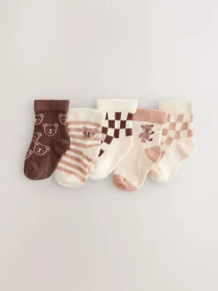 Hot Next Baby Socks 5 Pack (0mths-2yrs) Brown