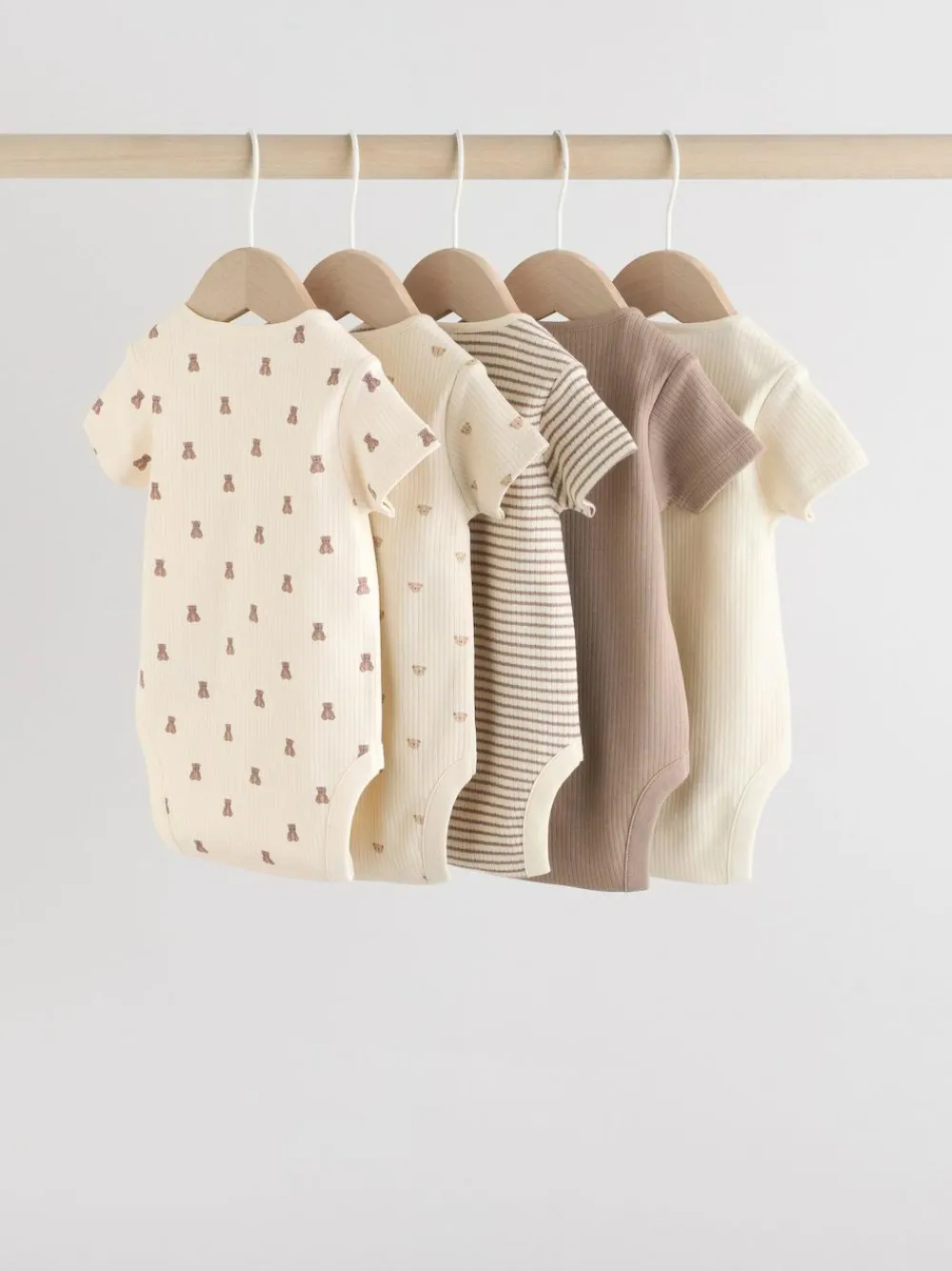 Clearance Next Brown Bear Short Sleeve Baby Bodysuits 5 Pack