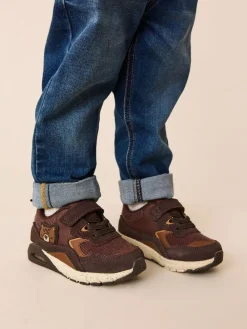 Sale Next Brown Bear Standard Fit (F) Elastic Lace Trainers