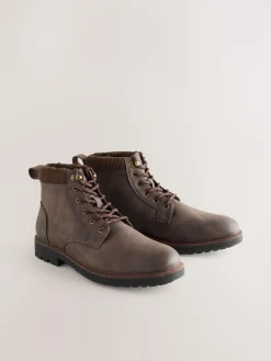 Hot Next Borg Lined Cord Trim Boots Brown