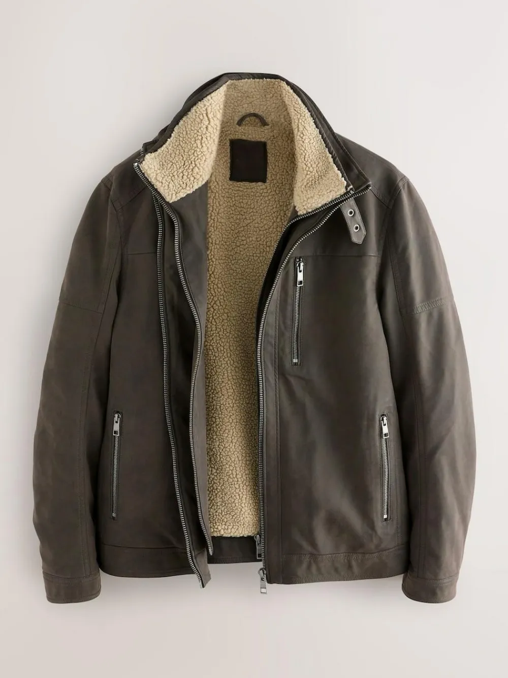 Next Brown Borg Lined Faux Leather Jacket^ Coats & Jackets|Coats & Jackets