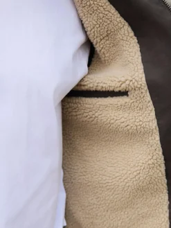 Next Brown Borg Lined Faux Leather Jacket^ Coats & Jackets|Coats & Jackets