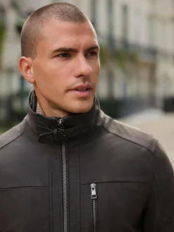 Next Brown Borg Lined Faux Leather Jacket^ Coats & Jackets|Coats & Jackets