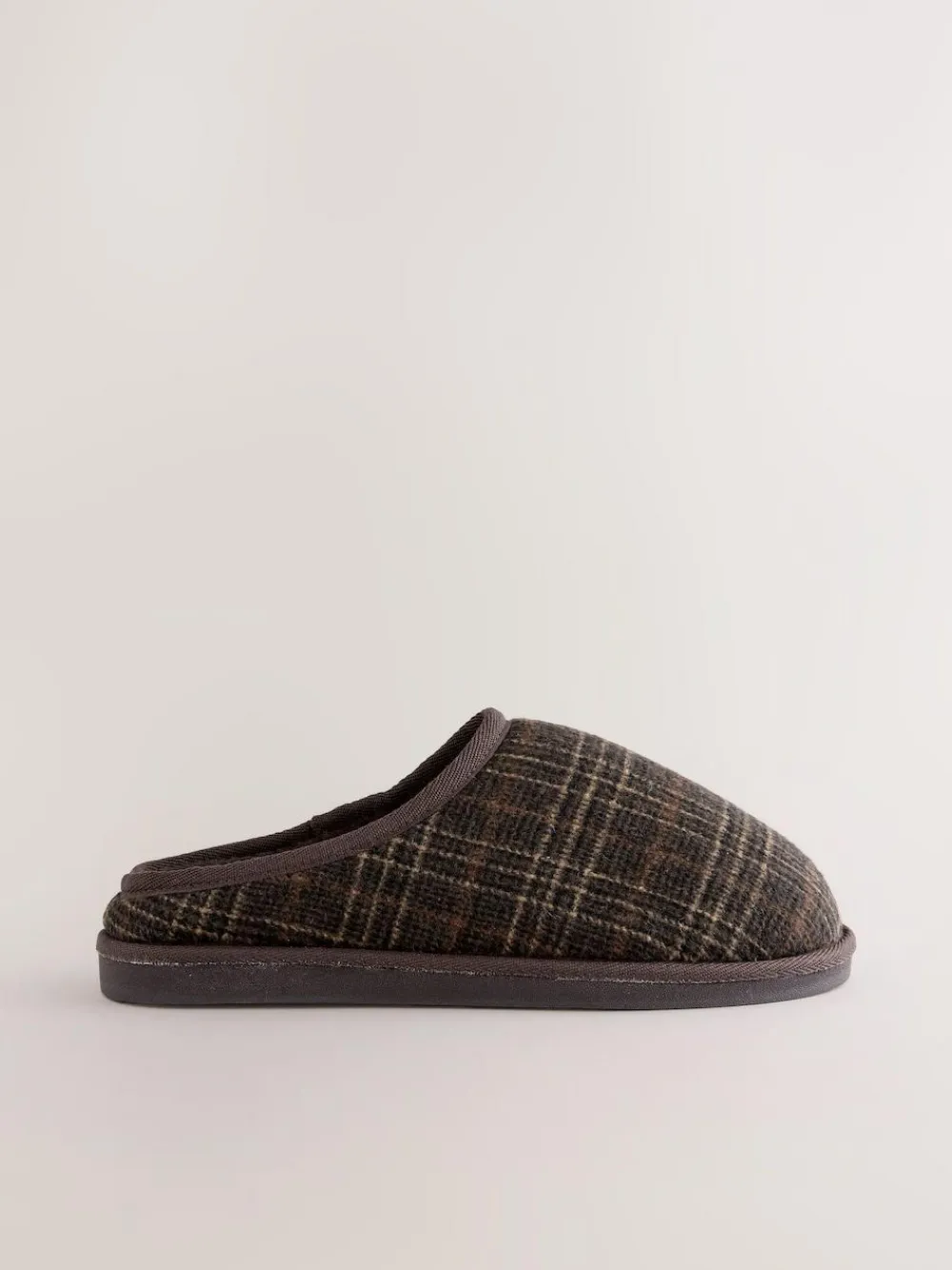 Next Brown Check Mule Slippers