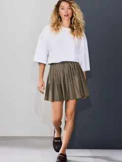 Outlet Next Pleated Pull On Mini Skirt Brown Check