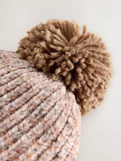 Next Brown Chenille Baby Hat with a Pom (0mths-2yrs)
