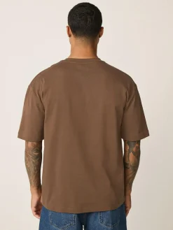 Next Brown Chocolate Relaxed Fit Heavyweight T-Shirt^ Tops & T-Shirts