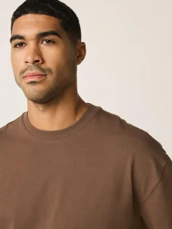 Next Brown Chocolate Relaxed Fit Heavyweight T-Shirt^ Tops & T-Shirts