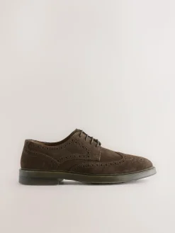 Next Brown Chunky Suede Brogue Shoes^ Shoes
