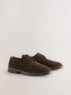 Next Brown Chunky Suede Brogue Shoes^ Shoes