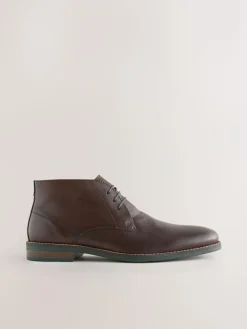 Outlet Next Brown Contrast Sole Leather Chukka Boots