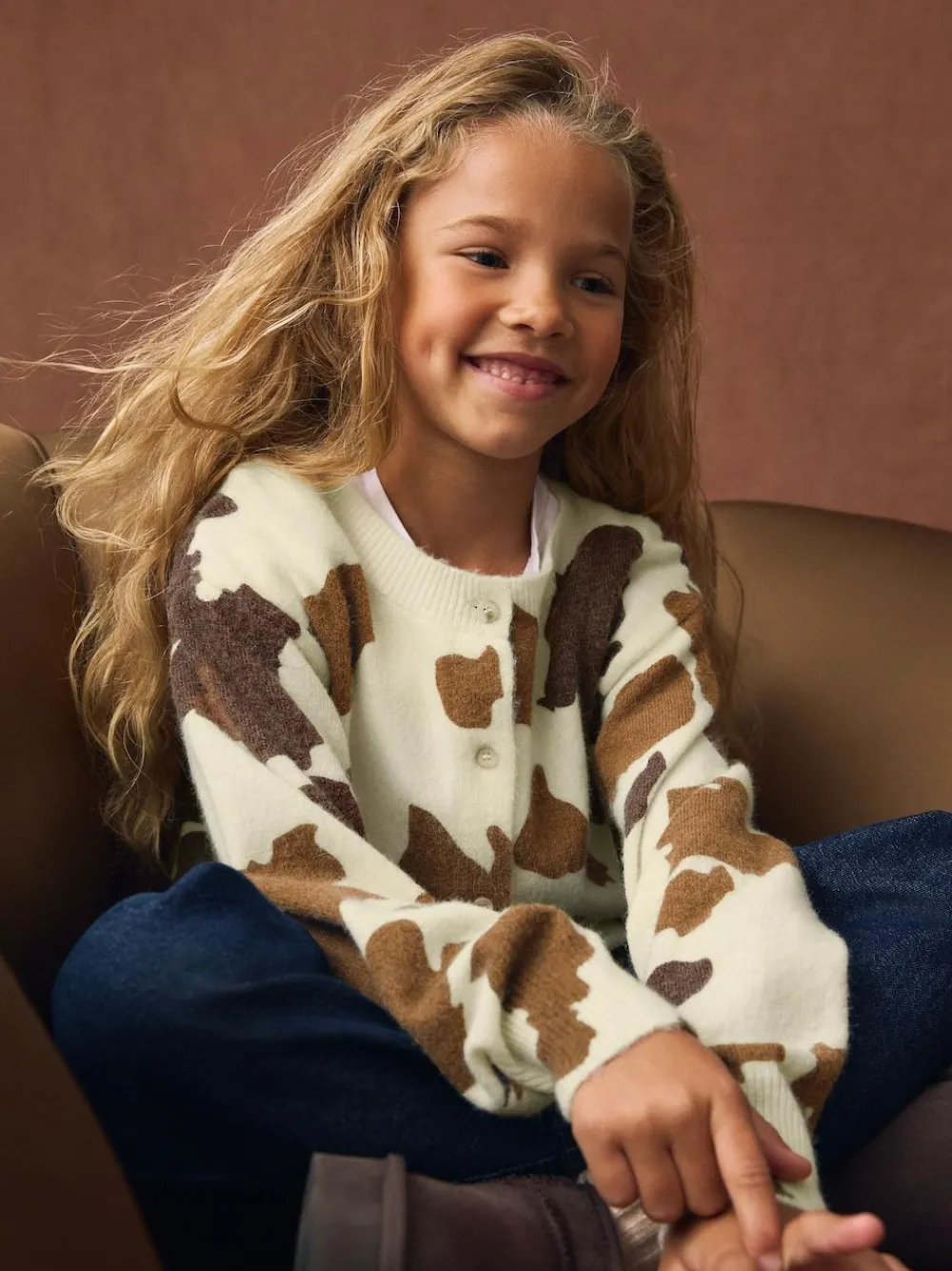 Sale Next Brown Cow Print Cardigan (3-16yrs)