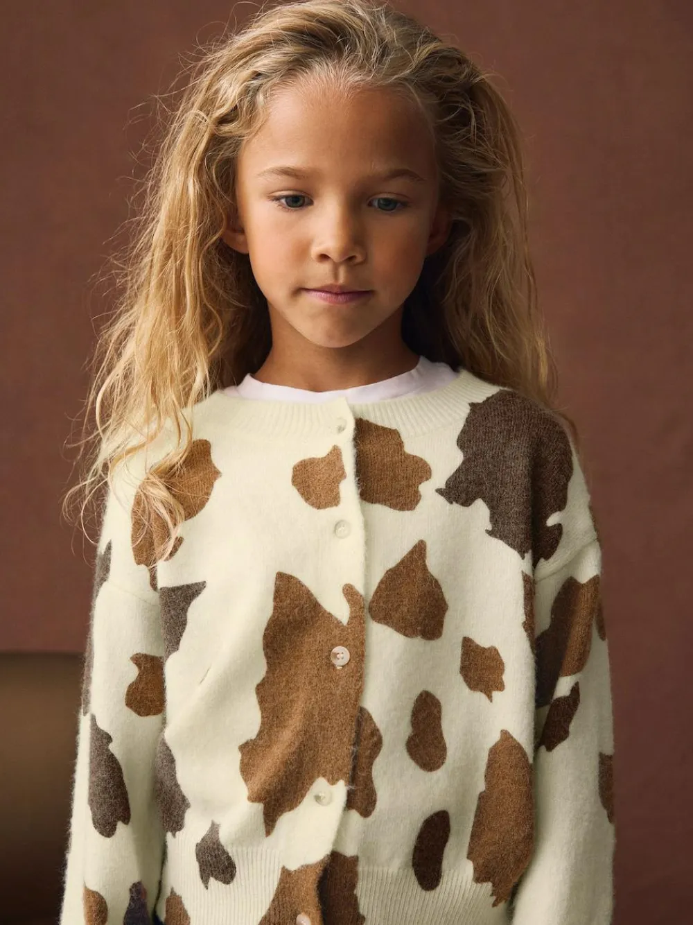 Sale Next Brown Cow Print Cardigan (3-16yrs)