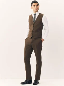 Best Next Flannel Suit Waistcoat Brown