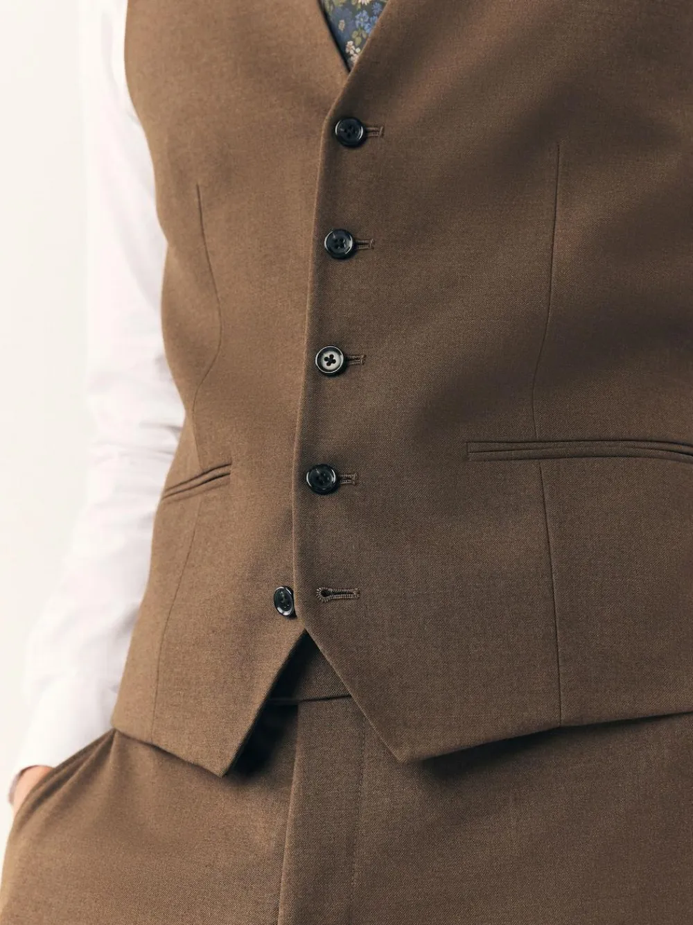 Best Next Flannel Suit Waistcoat Brown