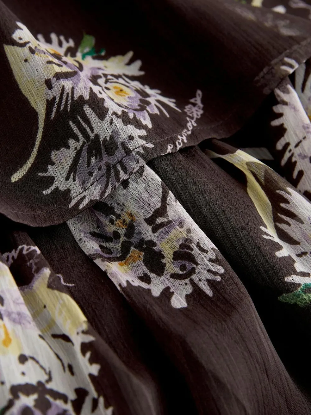 Outlet Next Printed High Neck Tiered Occasion Maxi Dress Brown Floral