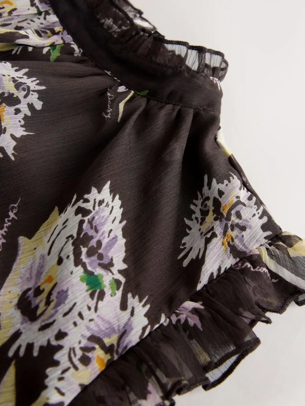 Outlet Next Printed High Neck Tiered Occasion Maxi Dress Brown Floral